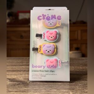 Creme Beary Cute Hair Clips - Purple and Pink